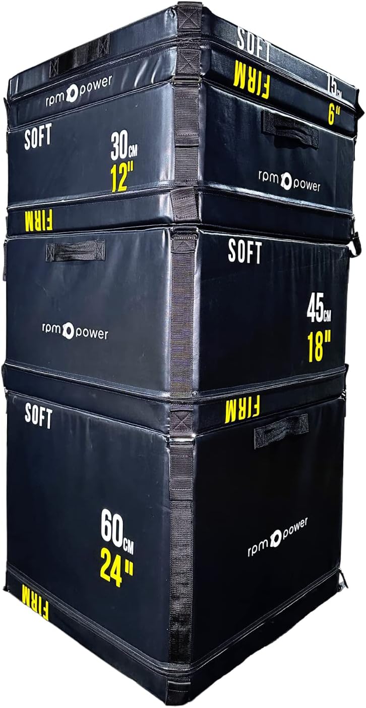 RPM Power Stackable Pylometric Box Set of 4 - Stackable Plyo Box for Plyo Training, Cross Training, Home Fitness, Box Jumps, Jumping Exercises & Plyometrics