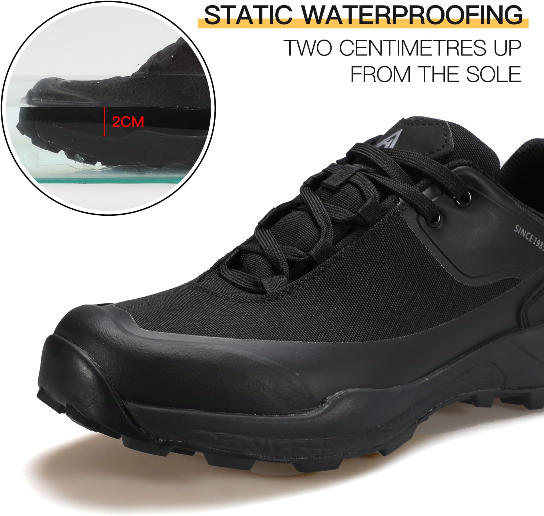 HUMTTO Men's Hiking Shoes - Waterproof Trekking Trail Footwear Lightweight Breathable Outdoor Work Sneakers 8 Black
