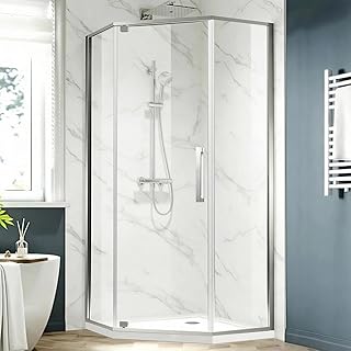 Neo-Angle Corner Shower Enclosure, 34 x 34 x 72 Inch, 1/4 Inch Clear Tempered Safety Glass, Outward-Opening Pivot Shower Door in Brushed Nickel with Enduro Shield Easy-Clean Coating UK-G34X34X72-BN