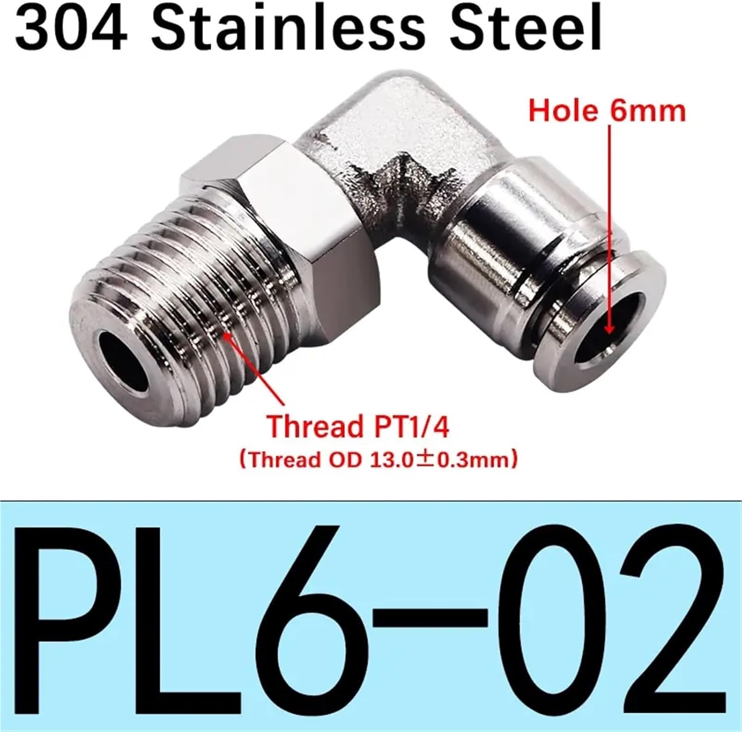 1pcs 4 6 8 10 12 14 16mm OD Tube 1/8" 1/4" 3/8" 1/2" British Standard Pipe Thread BSPT Male Elbow Push In To Connect Pneumatic(PL6-02 (6mm-1l4))