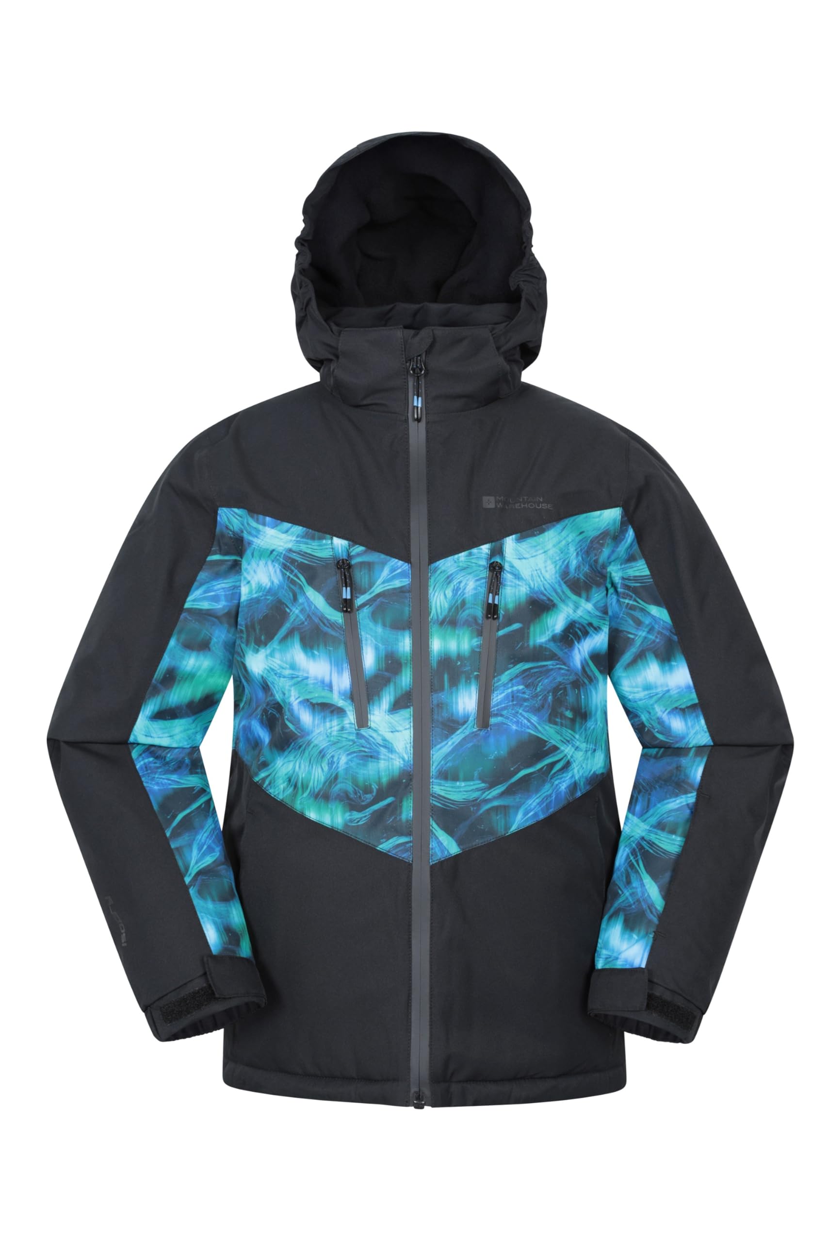 Mountain Warehouse Boys Dark Teal Storm Ii Kids Printed Extreme Ski Jacket - Taped Seams, Breathable With Detachable Hood, & Girls - Best For Autumn Winter, Sports & Outdoors 13Y