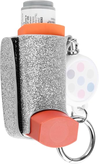 Beautyflier Asthma Inhaler Holder Keychain Retractable Clip PU Leather Travel Handy Holder for Kids and Adults, Holder Only