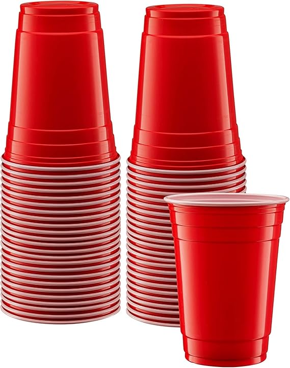 Plastic Cups Red Disposable Cups 12oz(50 Pcs) Red Party Cups for