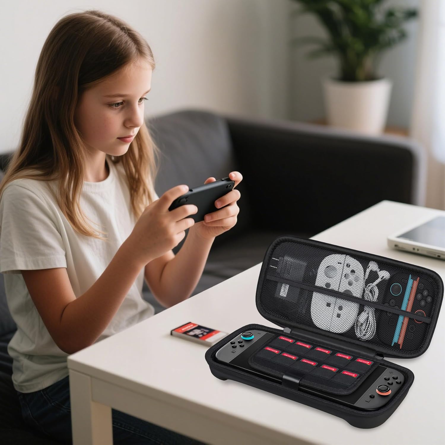 RAIALL Switch 2 case for Nintendo switch 2, Switch 2 Hard Travel Case, Protective Portable Carry Case Shell Pouch with Pockets for 10 Game Cards and Switch 2 Accessories, Black - Image 7