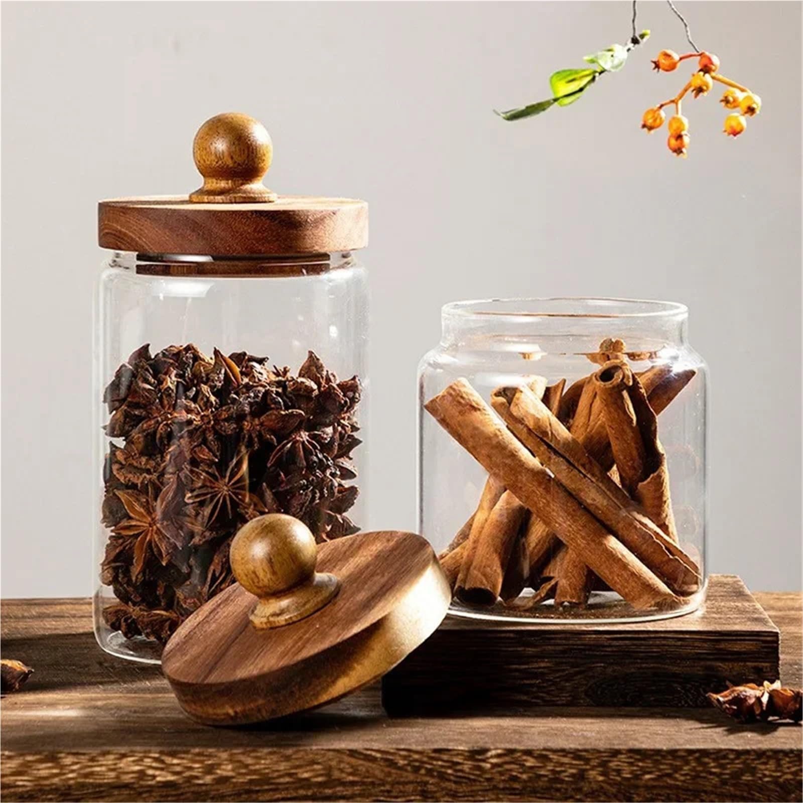 Tarro de almacenamiento para cocina, Tapa de tarro vidrio hermético for frutos secos, nueces, café, azúcar, té, transparente, 9,5 cm x 10-20cm, 2 uds(9.5cm 15cm)