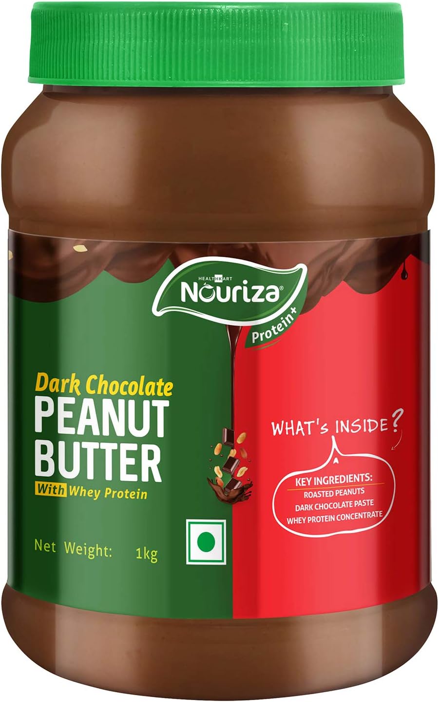 Nouriza Dark Chocolate Peanut Butter Spread with added Whey Protein, 1 Kg