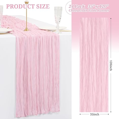 Miniatura 2 de Showgeous Paquete de 24 caminos de mesa de gasa negra de 10 pies de gasa bohemia de 35 x 120 pulgadas de largo, decoración de mesa rústica