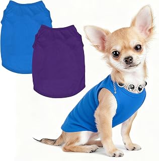 Plain Dog t Shirt Vest Solid Fabric Soft Dog (S Purple/Blue 2Pcs)
