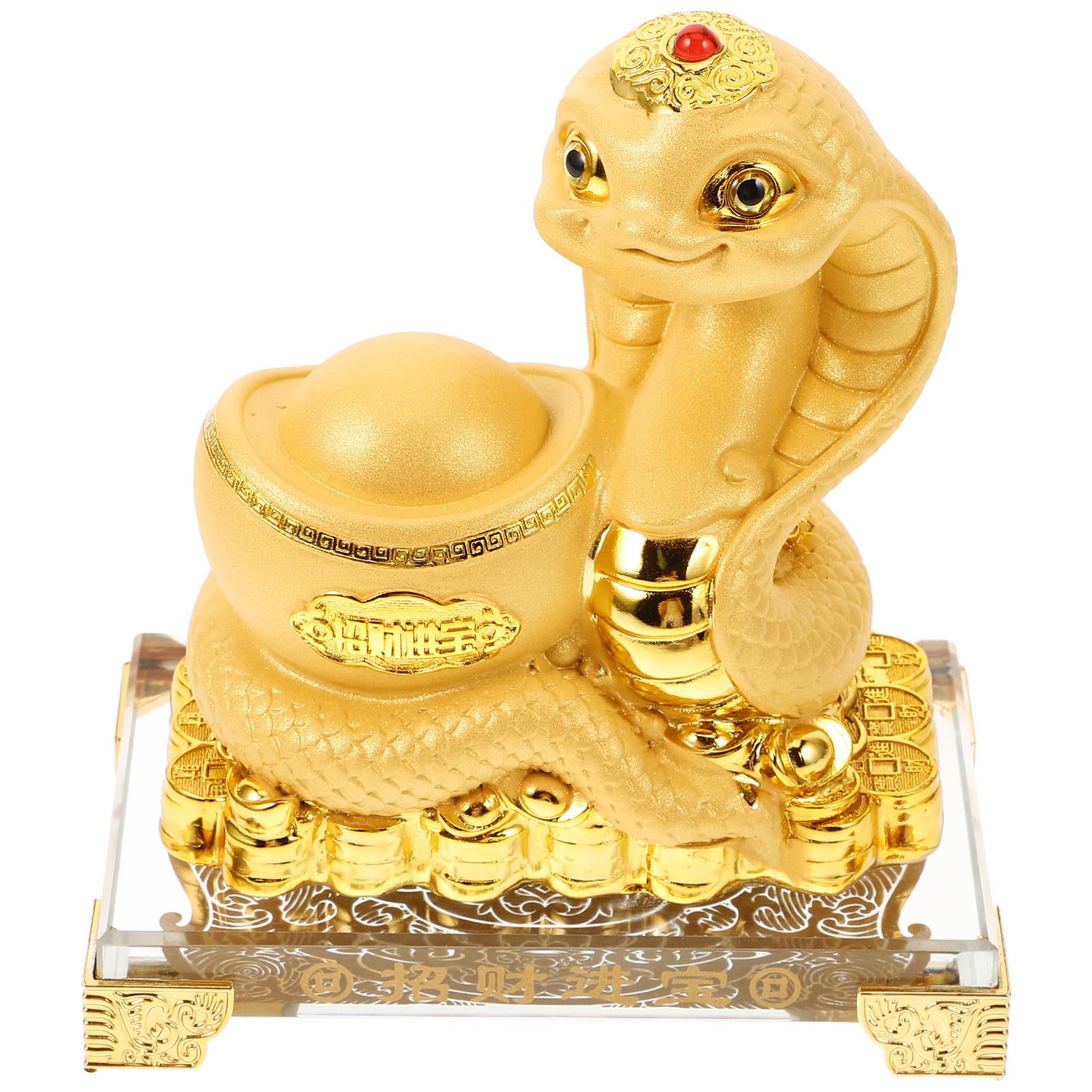 Figurine Serpent Feng Shui en résine dorée pour décoration de maison