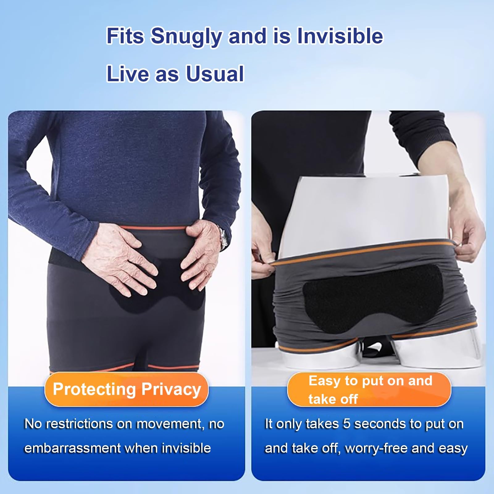 Mutanda Ernia Inguinale Uomo Cintura Ernia Inguinale Uomo e Donna, Cinto per Ernia Inguinale con 2 Cuscinetti di Compressione Rimovibili, per Ernia Inguinale Singola/Doppia(XL)