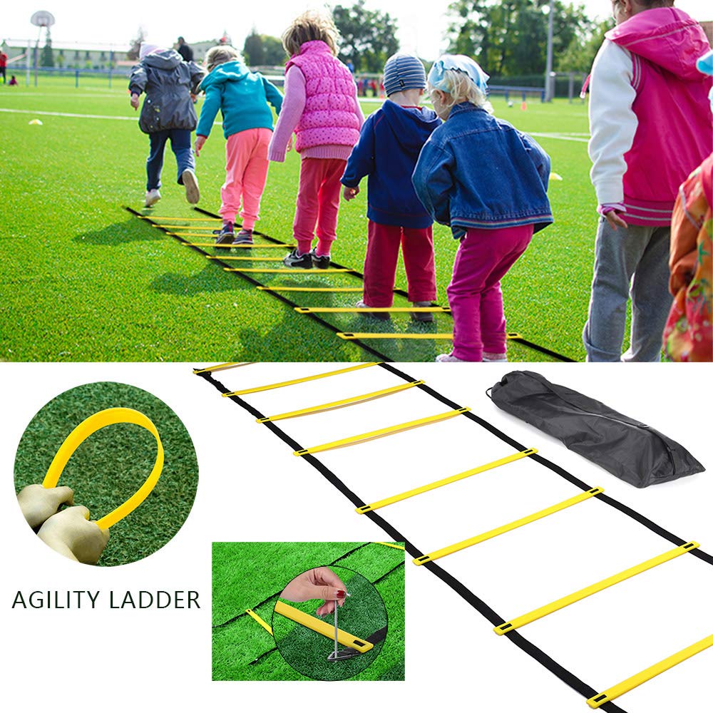 Diealles Shine Escalera Entrenamiento, Escalera de Agilidad 6m, 12 Conos 4 Clavijas y Bolsa para Mejorar Agilidad Velocidad coordinación