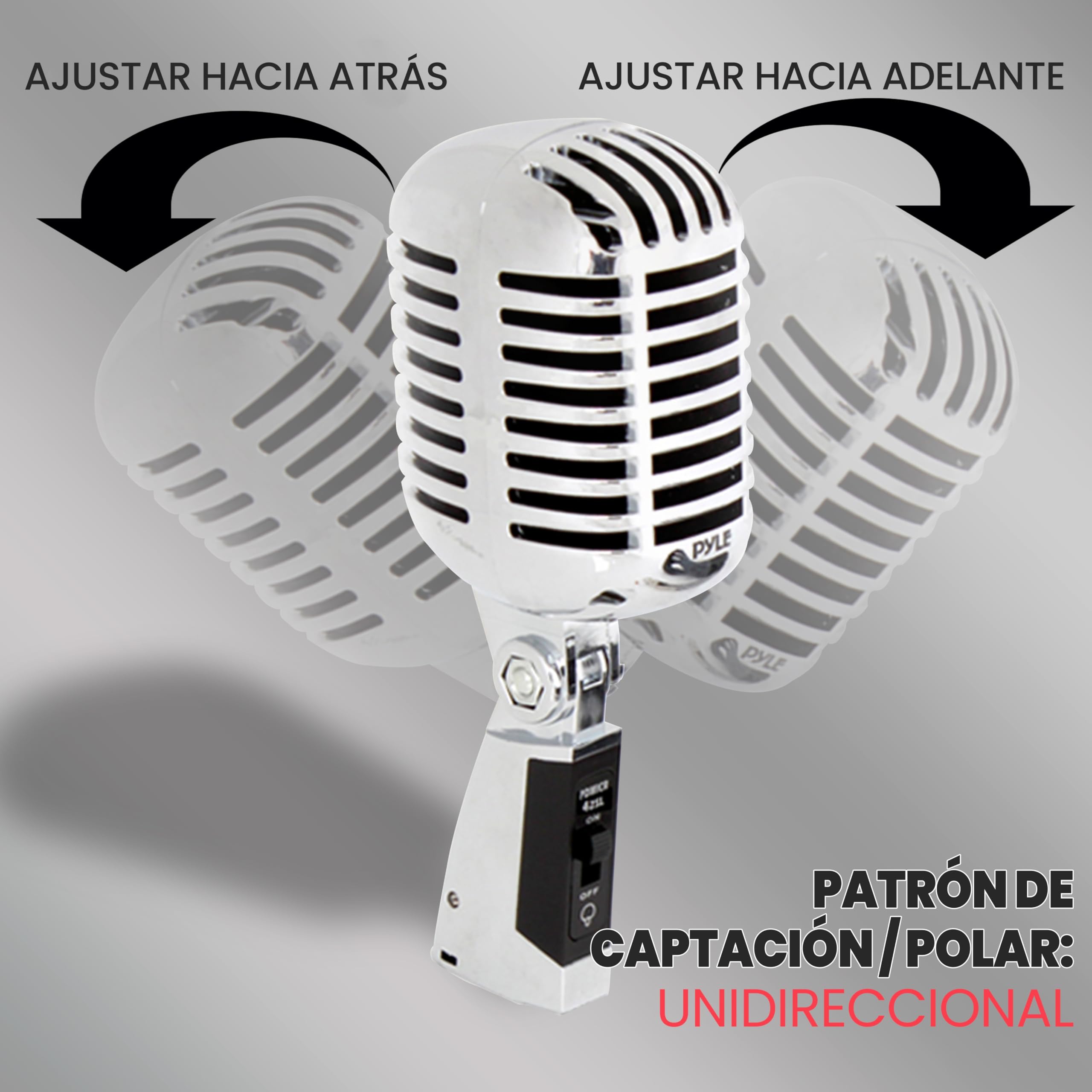 Pyle Classic Retro Dynamic Vocal Microphone - Old Vintage Style Unidirectional Cardioid Mic With XLR Cable - Universal Stand Compatible - Live Performance In Studio Recording - PDMICR42SL (Silver - Foto 8