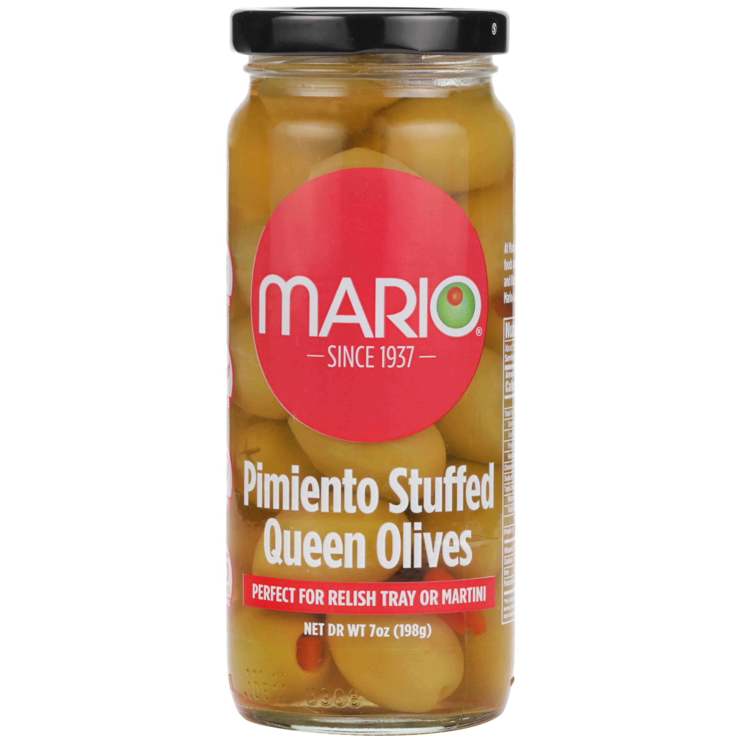 Mario Camacho Foods Queen Olives Stuffed with Minced Pimiento, 7 Ounce