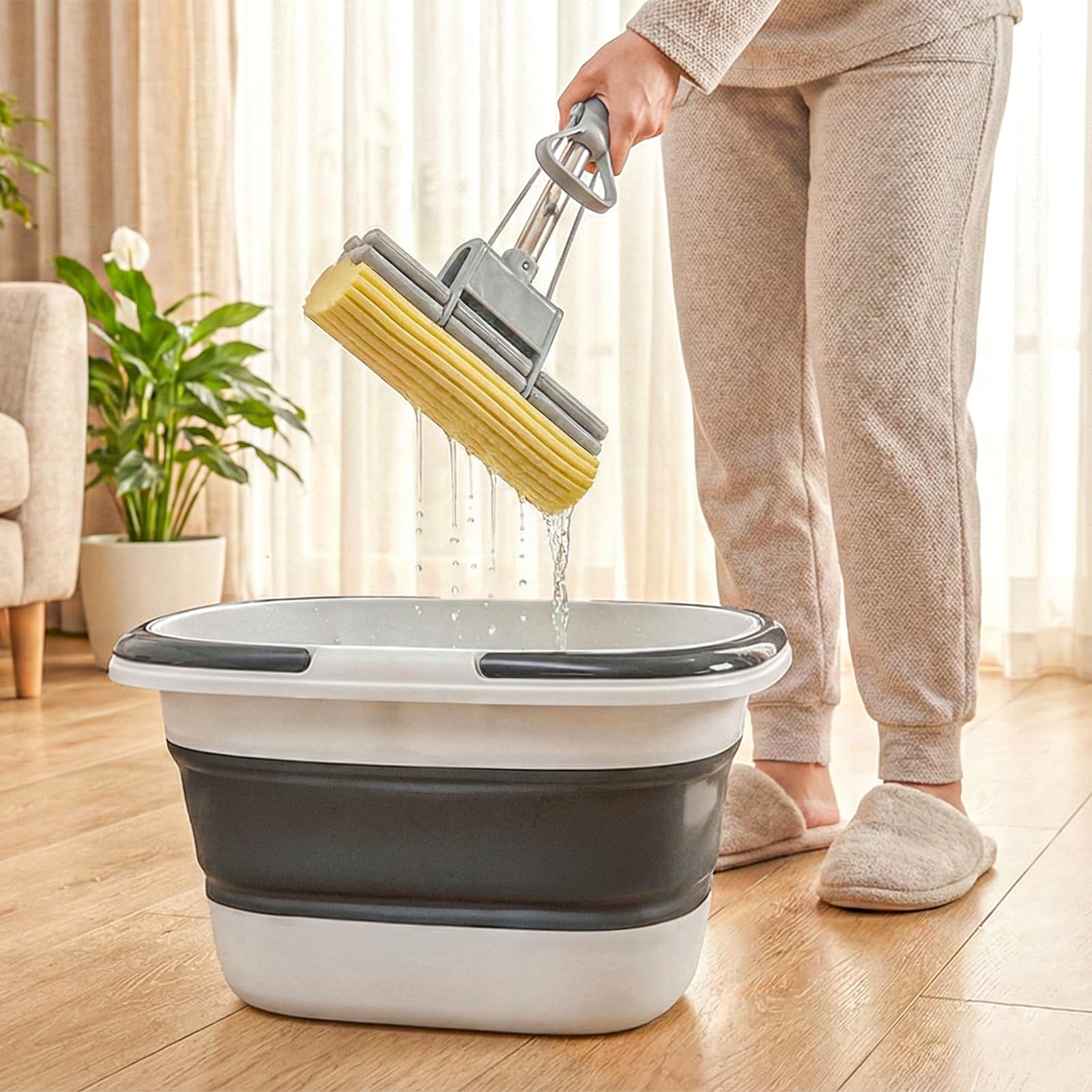 Coloch Paquete de 2 Cubos de plástico Plegables de 16 L/4.2 galones, Cesta de lavandería Plegable con asa, Cubo de Agua portátil Que Ahorra Espacio para Limpieza de la casa, Lavado de Coche, Pesca,