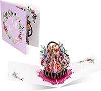 Vista 8 de Giiffu Tarjeta de felicitación de papel 3D con sobre, tarjeta de feliz cumpleaños para mujeres, mamá, esposa, tarjetas de felicitación para todas