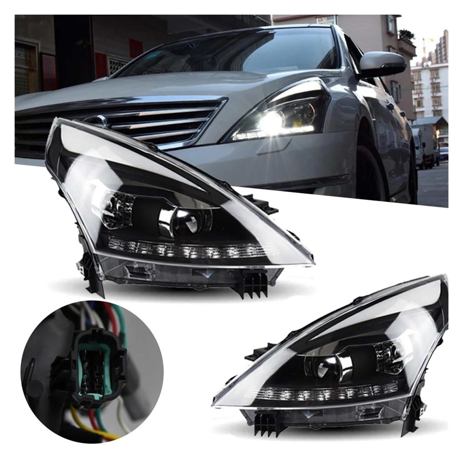 Lampada Fanale Posteriore Faro Per Teana Fari A LED 2009-2012 Altima Testa Della Lampada Car Styling DRL per il Segnale Lente Del Proiettore Accessori Auto Anteriore(Headlight)