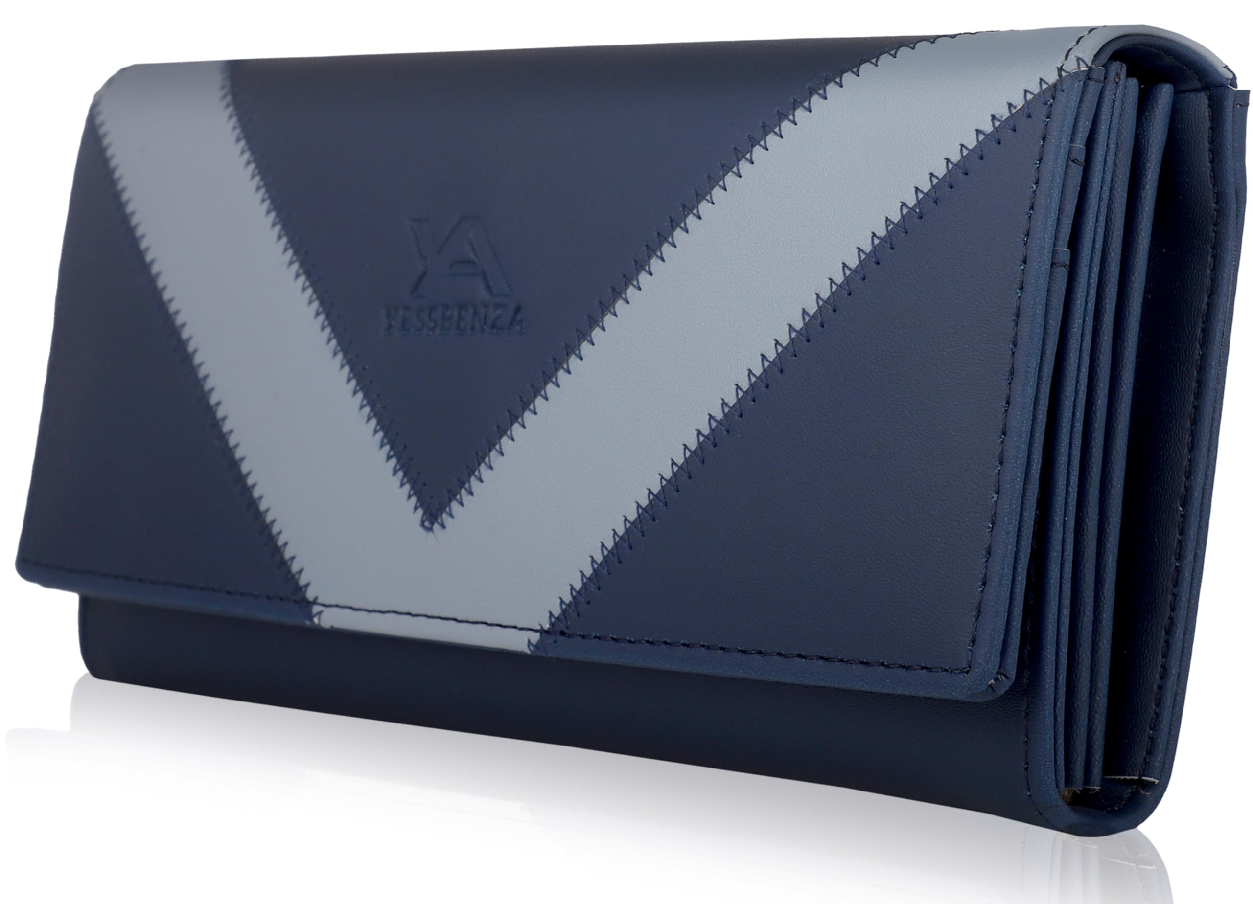 Women's and Girls Synthetics Faux Leather Two Fold Hand Wallet Clutch Purses (V Purple-Blue)-image-23