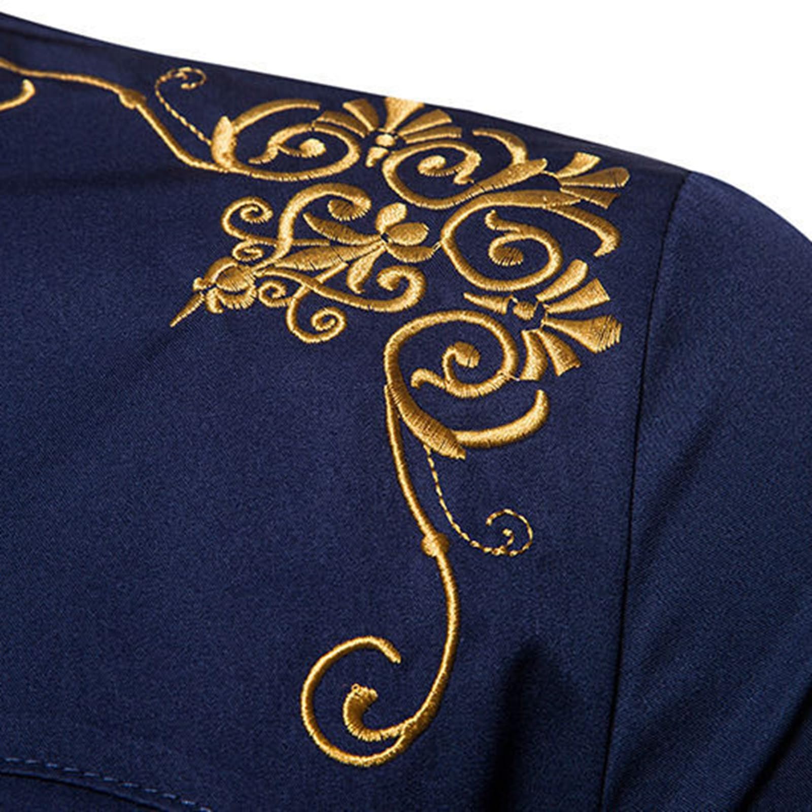Camicia medievale da uomo con ricamo palazzo slim camicia a maniche lunghe vintage formale camicia a maniche lunghe abito da festa camicie button down manica lunga camicia risvolto con stampa