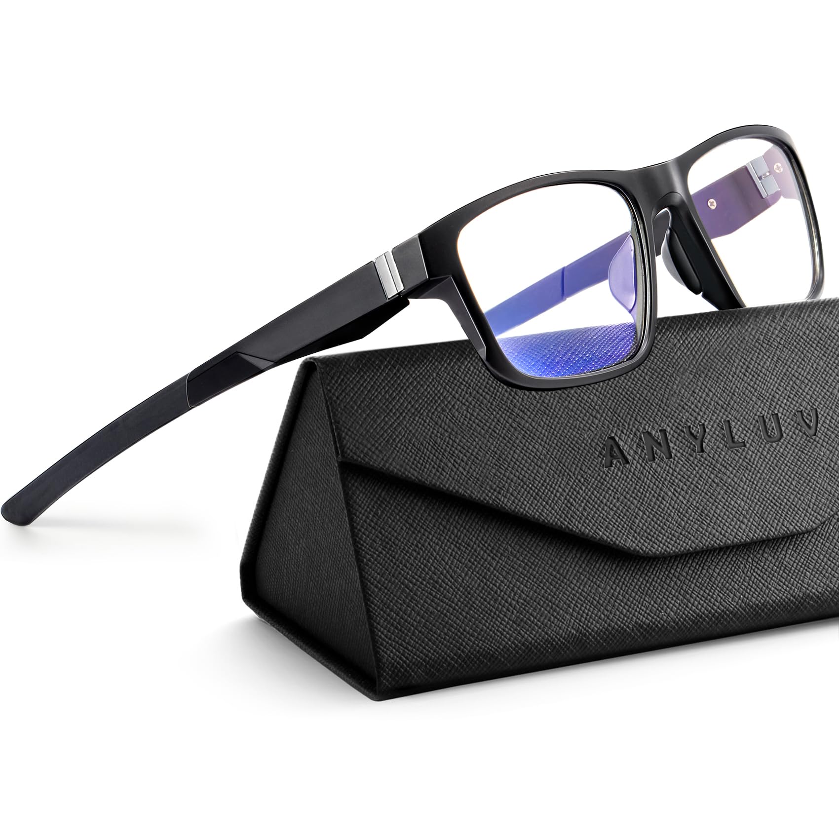 ANYLUV Reading Glasses Men/Women, Square Blue Light Reading Glasses for Men with Spring Hinge for Anti Eyestrain/Glare
