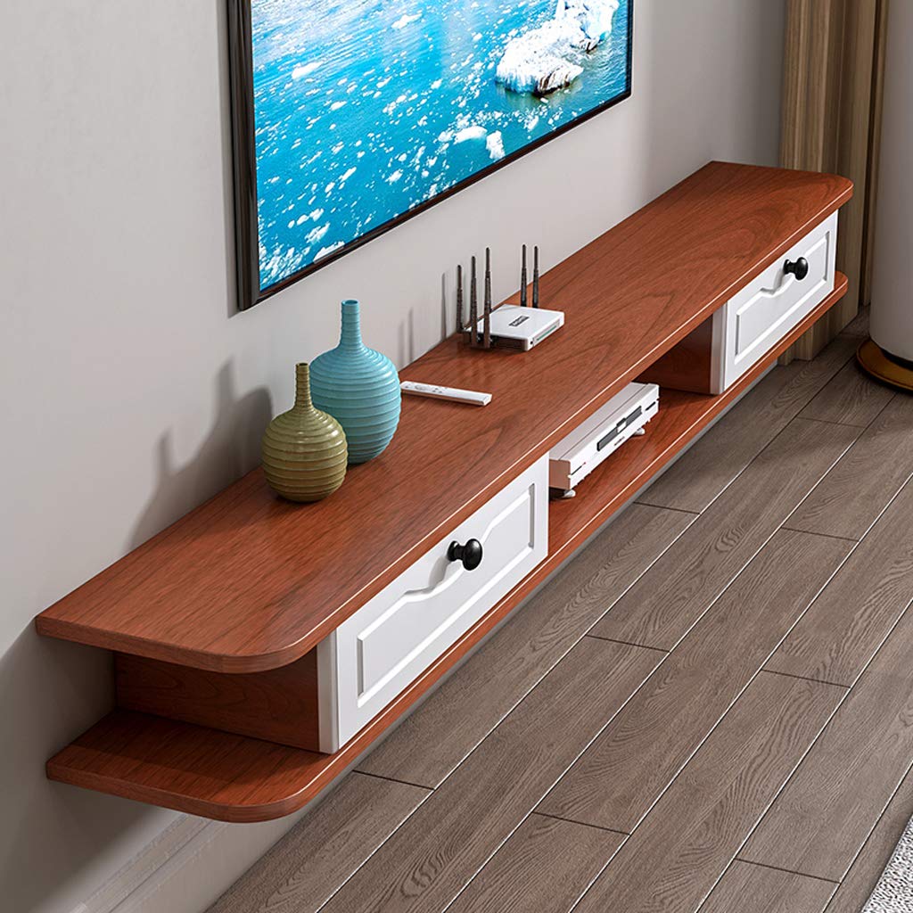 Mobile porta TV sospeso, mensola a muro, mensola sospesa, mobile porta TV a parete, sfondo per TV, mensola a muro, supporto per TV, console multimediale, mobiletto portaoggetti (marrone 140 cm)