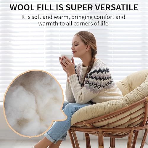 Miniatura 5 de Relleno de lana orgánica natural para animales de peluche, relleno de lana hipoalergénico de primera calidad para almohadas, cojines, fieltro de