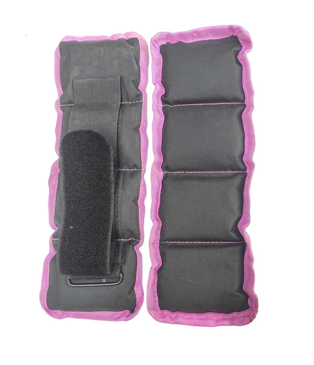 FACTO POWERAnkle/Wrist Weight 2 Kg. (1 KG x 2) | Resistance Exercise | Resistance Bands | Wrist Ankle | Fitness Band | Workout Equipment (Color : Black & Pink) (Perfect For Physiotherapy)