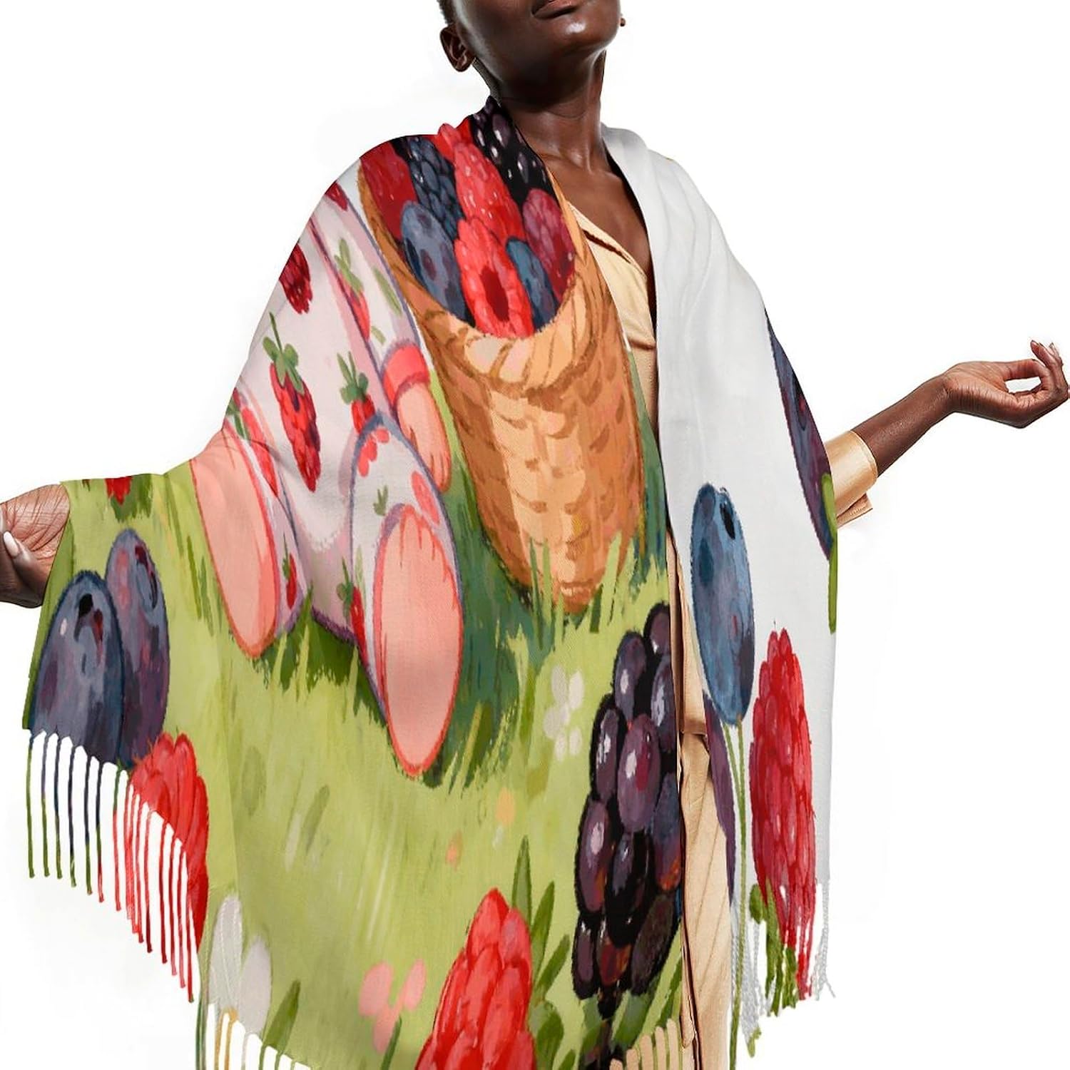 Cute Berry Scarfs for Man Women Winter Scarf Long Shawl Wraps Fashion Classic Tassel Scarfs Soft Blanket Scarves