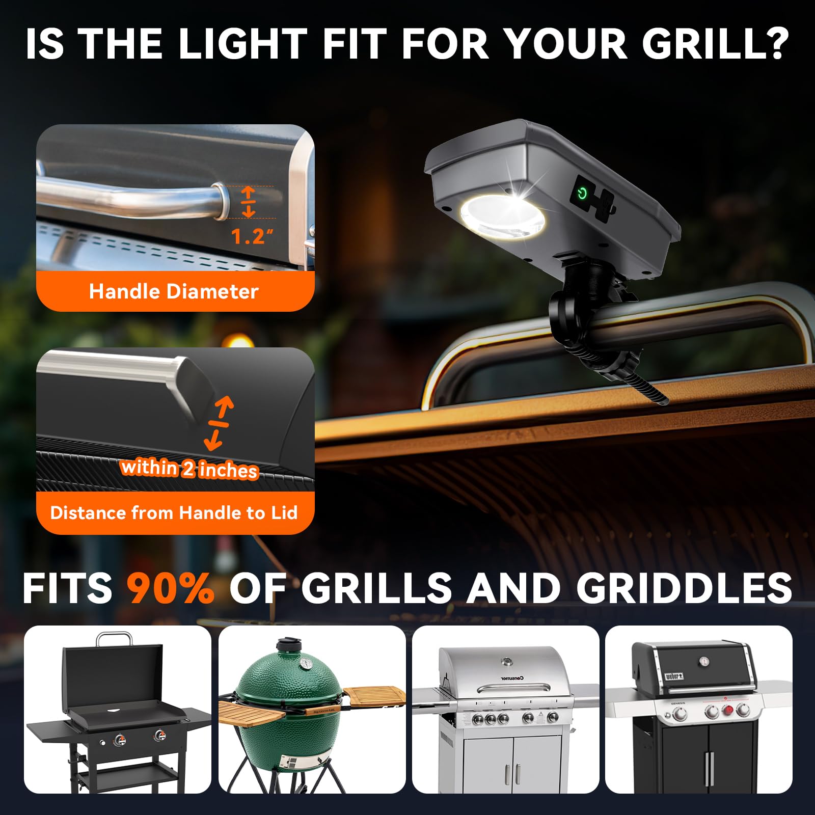 AuntyFey Solar Wiederaufladbare Grillleuchte für Outdoor Girll mit 360° Drehung Entwickelt für Blackstone & Weber Grills, Wasserdicht Hitzebeständig LED BBQ Licht für Blackstone Grillzubehör Geschenk