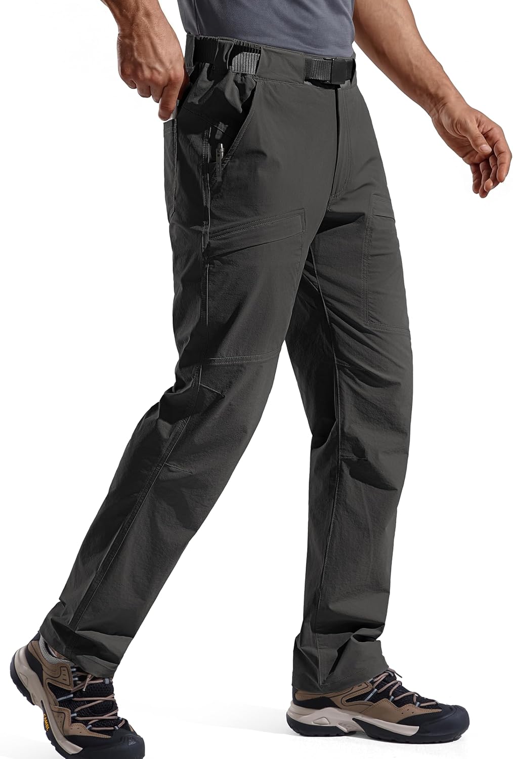 FREE SOLDIER Men's Outdoor Cargo Hiking Pants with Belt Lightweight Waterproof Quick Dry Tactical Pants Nylon Spandex