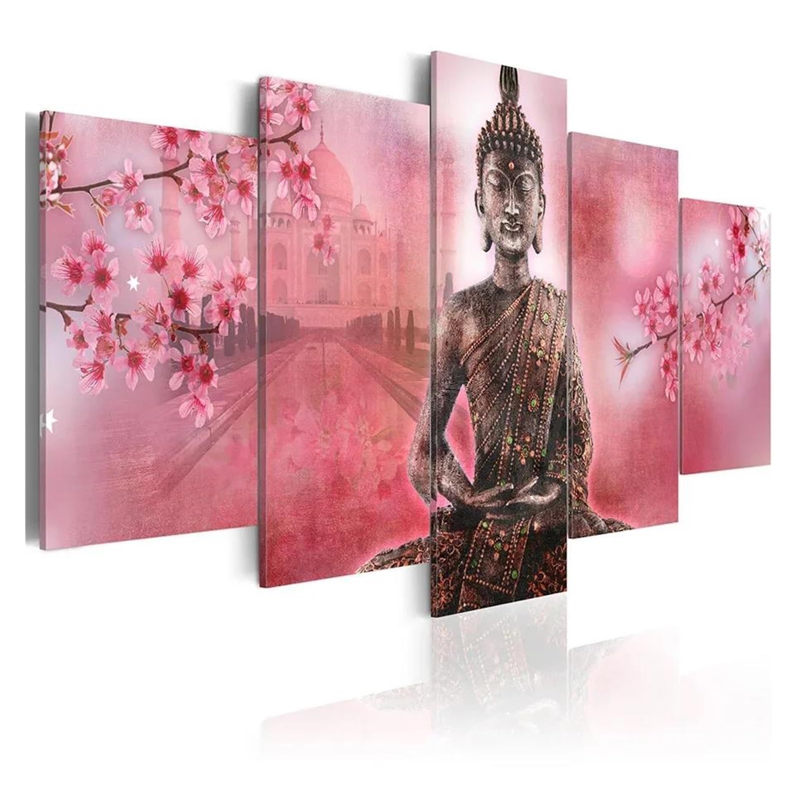 Tableau Bouddha pour grand mur vide : la solution déco moderne 5 pièces pour réchauffer votre salon