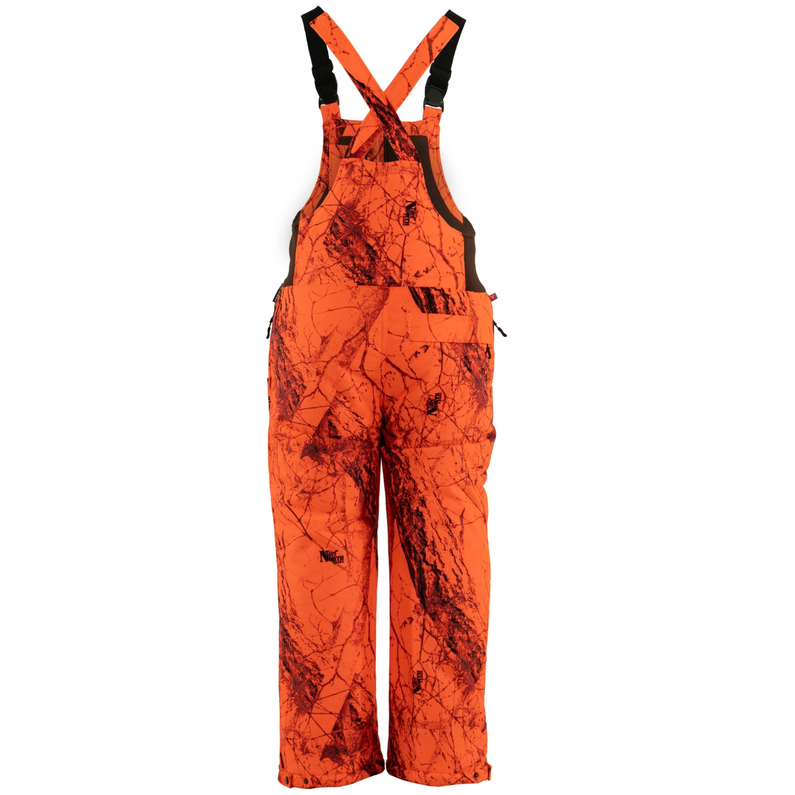 Gamehide Ember Edge Extreme Cold Weather Water And Wind Resistant Primaloft Insulated Quiet Fleece BiB (Naked North Blaze Orange Camo, X-Large)