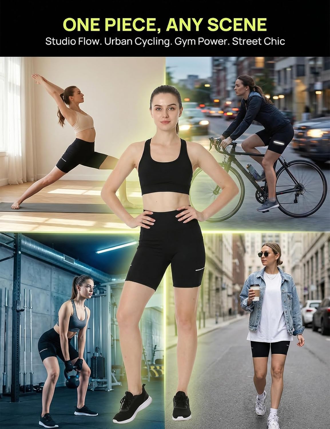 Biker Shorts for Women with Pockets​ & Tummy Control, 4-Way Stretch Spandex Workout Shorts​ No See Through for Yoga Cycling