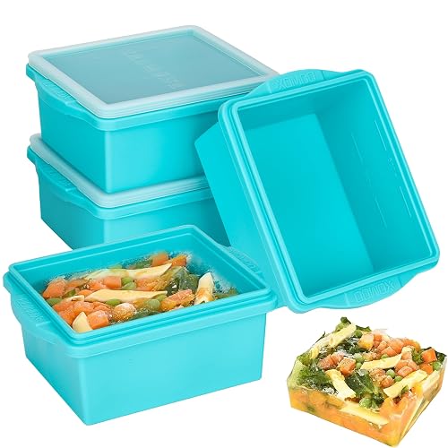 Xomoo 2 Cup Silicone Freezer Trays with Lids 4 Pack