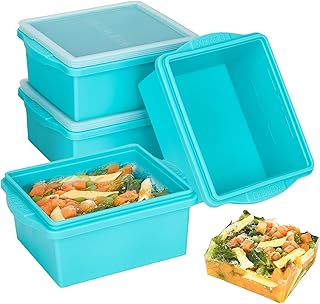 2 Cup Silicone Freezer Trays with Lids, Silicone Soup Freezer Molds - Le...