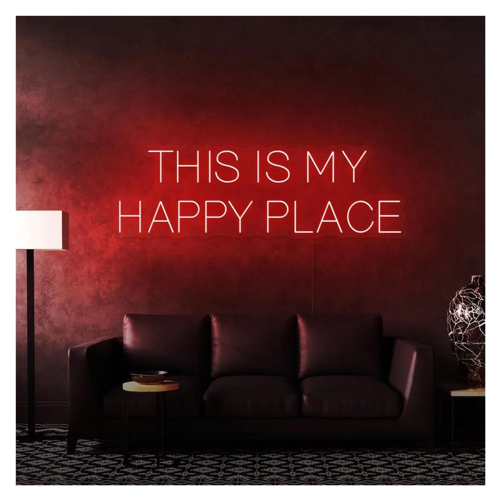 LEMST Signs Lamp This is My Happy Place Neon Sign Bedroom Living Room Home Decor Office Studio Wall Night Lights 50x14cm(C)