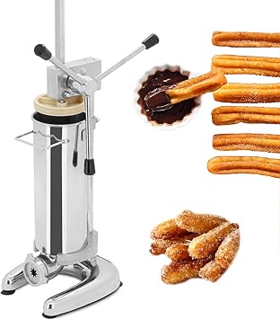Churros Machine, Commercial Manual Spanish Churro Maker Donut Machine Stainless Steel Vertical Filler Dessert Machine 2L