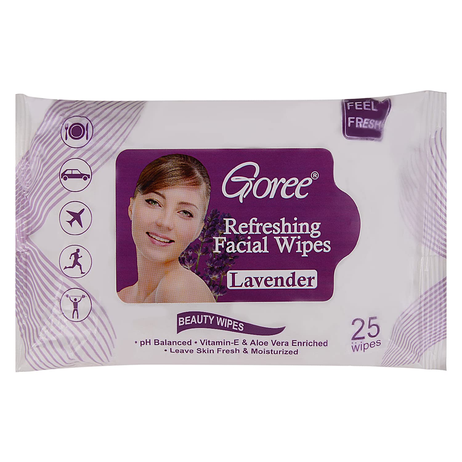 GoreeRefreshing Facial Wipes with Lavendor- Lab Tested - MADE IN INDIA