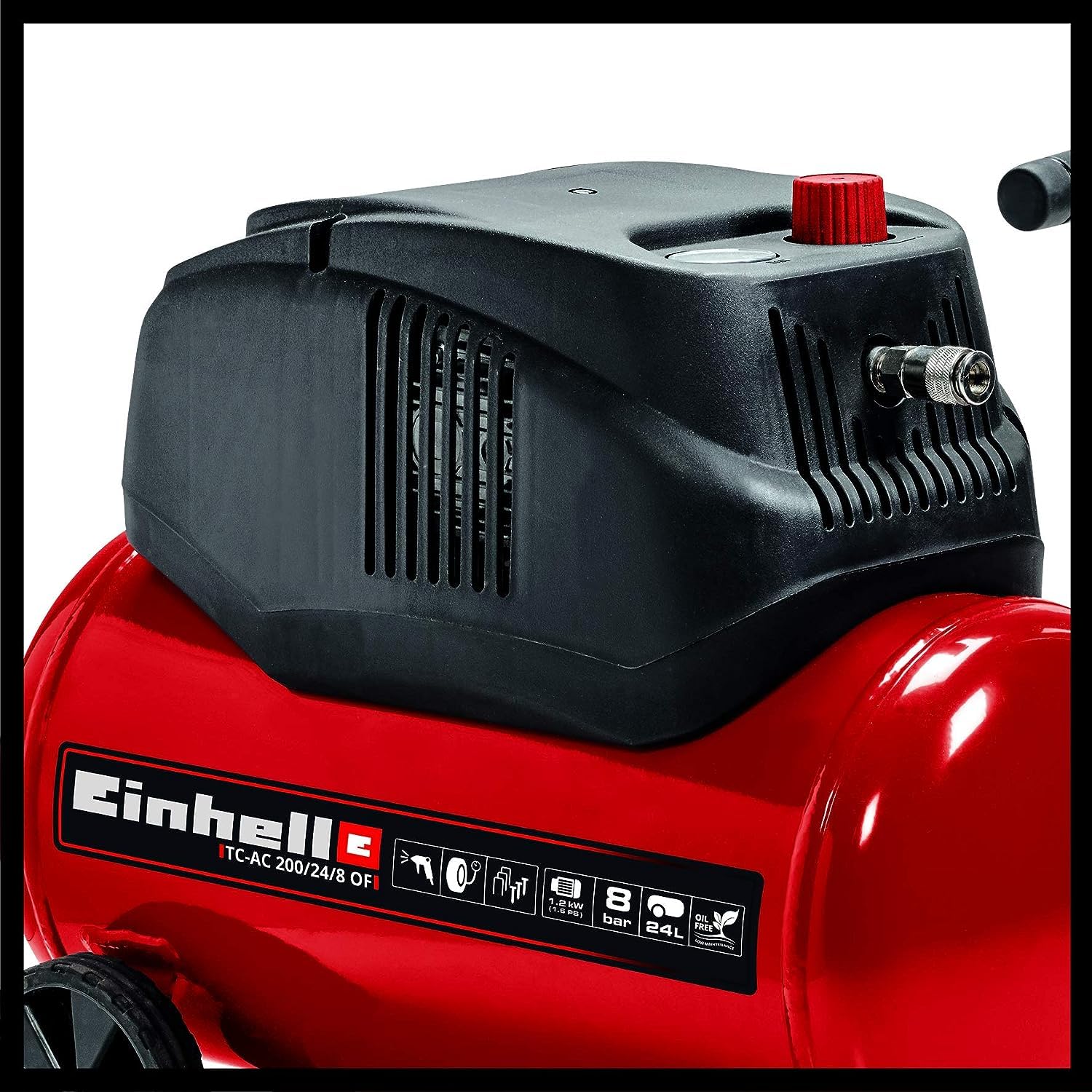 Einhell Compresseur à air TC-AC 200/24/8 OF | 1200 W | 8 bar | cuve 24 L | aspiration 180 l/min | régime moteur 15000 tr/min | détendeur | manomètre | sans huile
