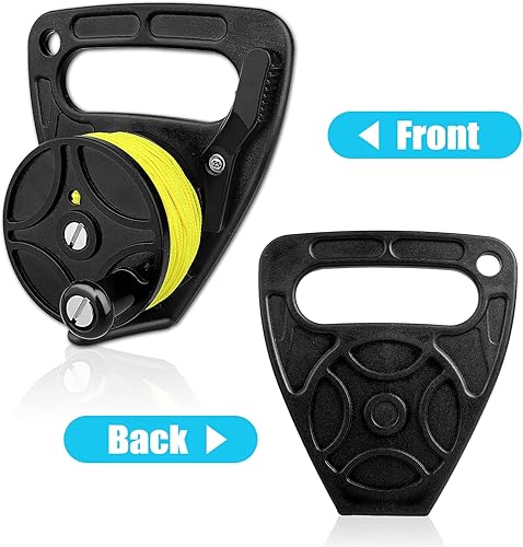 Miniatura 6 de Carrete de buceo con tapón de pulgar, resistente 46m/150ft White Line SMB Scuba Ratchet Dive Reel con interruptor de tope de mango para cueva