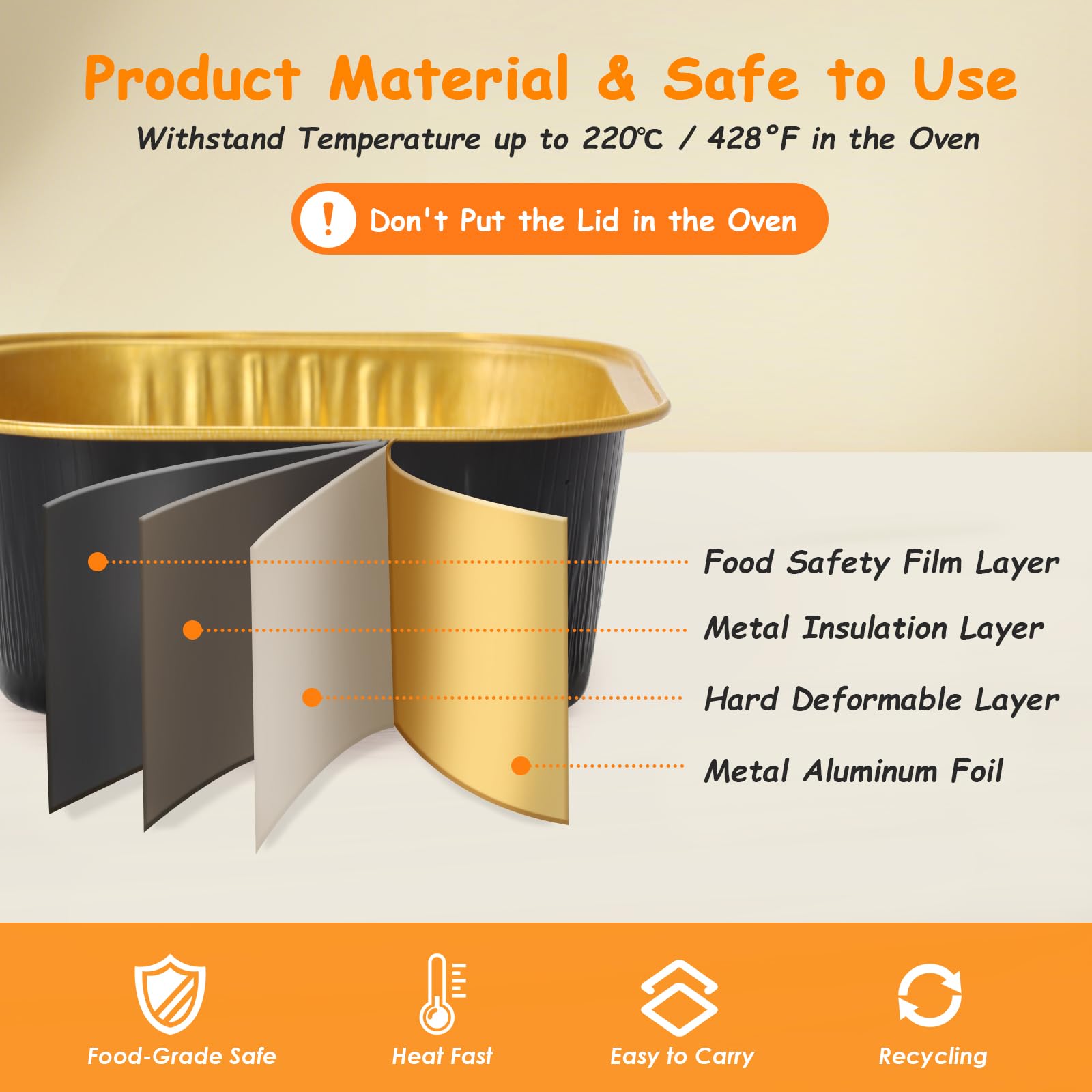 Mini Square Baking Cups with Lids, 50 Pcs 5oz Aluminum Foil Cupcake Tins with Lids, Disposable Ramekins Flan Cake Pans Tins for Souffle, Dessert, Fruit, Wedding, Party Small Cake Containers