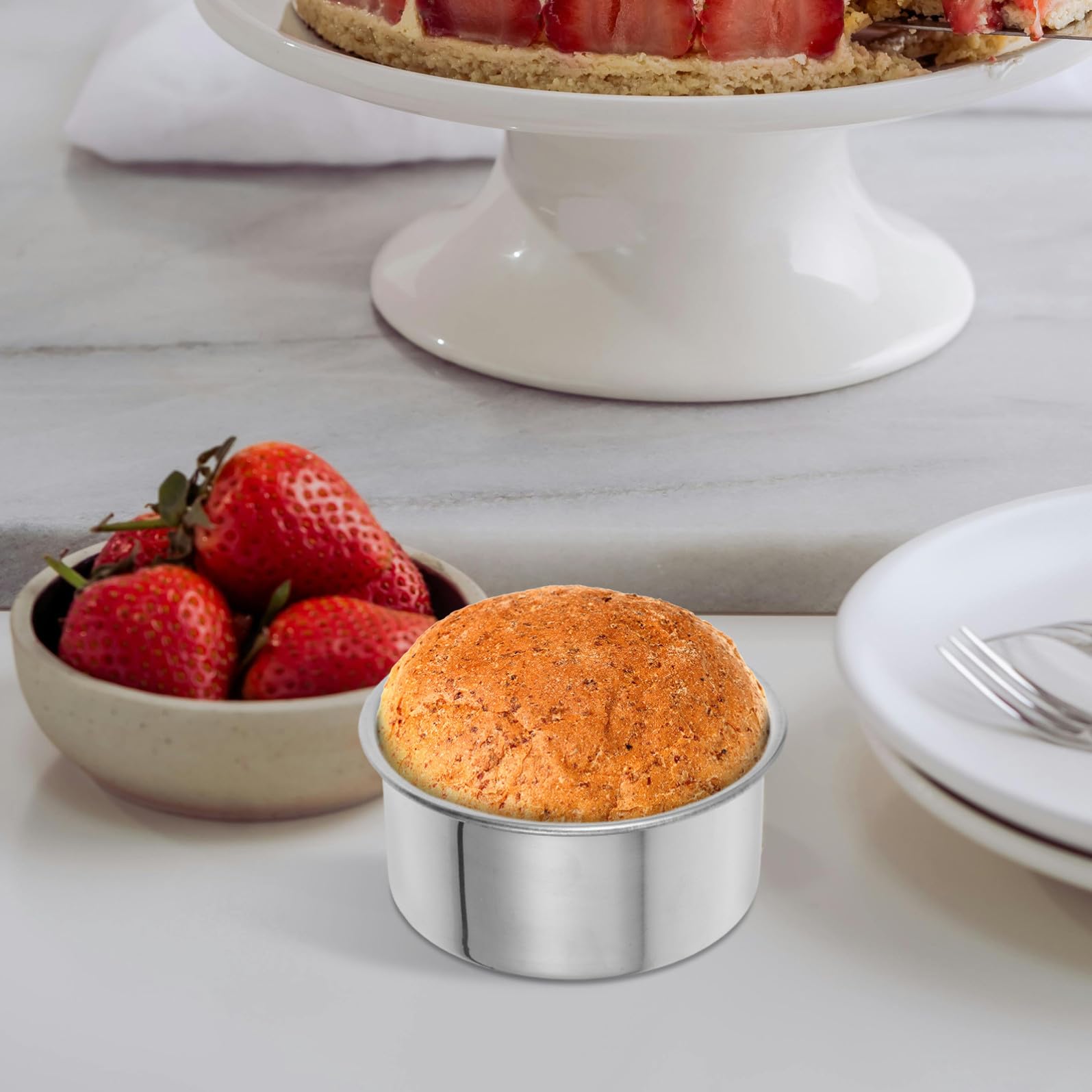 Mipcase 3 Moldes Desmontables Redondos Fáciles de Limpiar y Desmoldar de Acero Inoxidable para Tartas Ideales para Cocinas en Casa y Cafés
