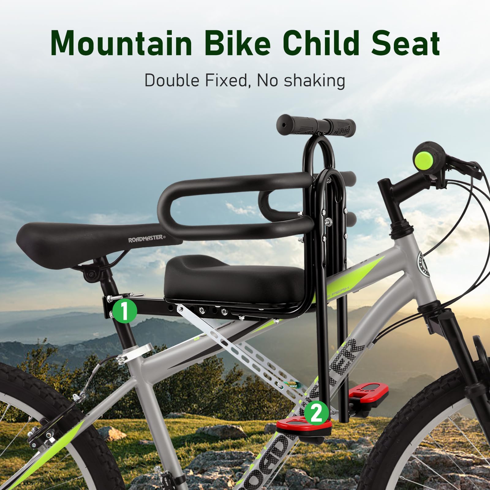 Seggiolino Anteriore Per Bici BAOCHADA – Con Pedale Regolabile E Staffa, Adatto Da 8 Mesi A 4 Anni, Portata 50 Kg, Per Mountain Bike E City Bike