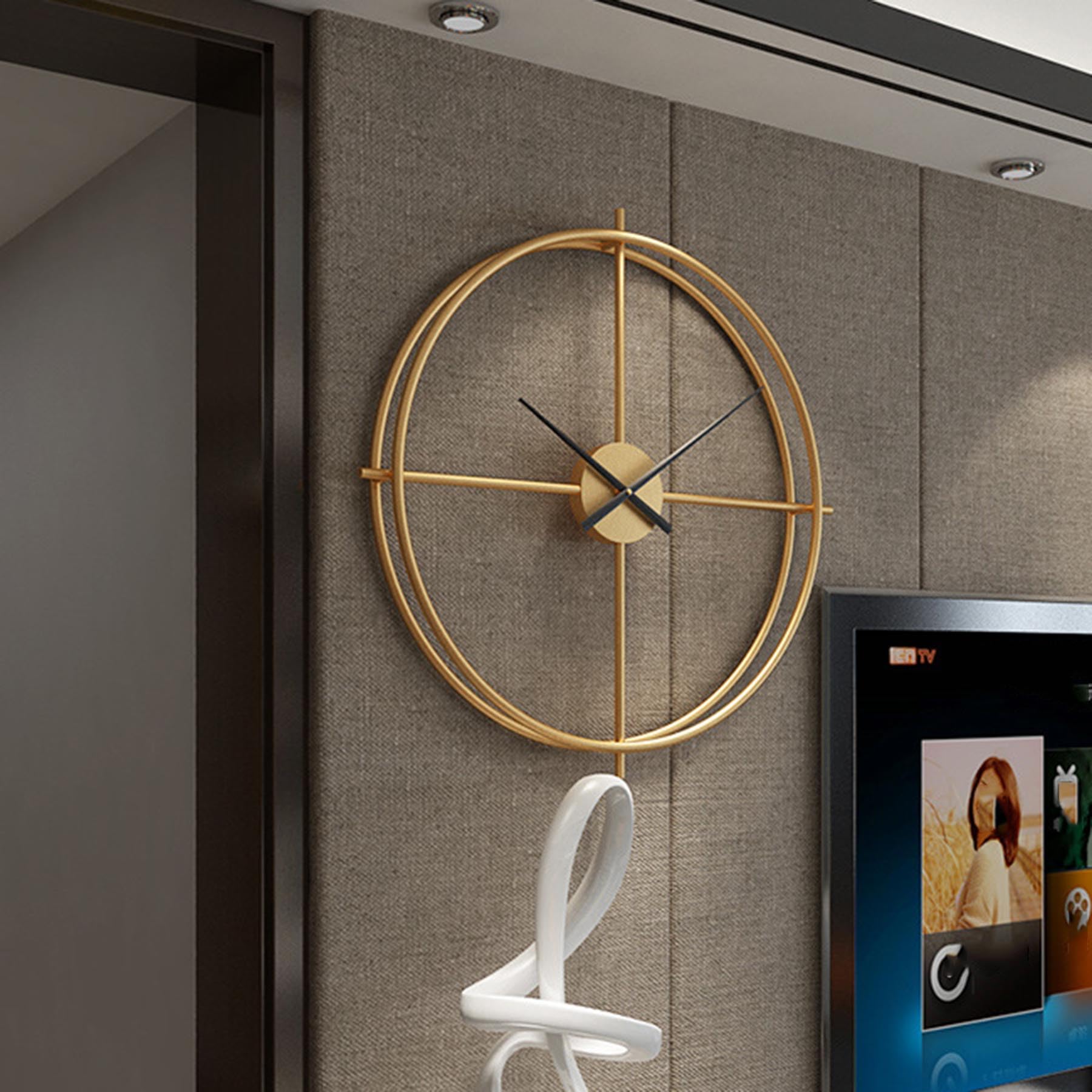 Rozhuhro Modern Simple Wall Clock, Large Silent Non Ticking Metal Wall Clock, Classic Round Decorative Wall Clocks, Battery Operated, for Kitchen,Bedroom,Office,Fireplace,Home Decor
