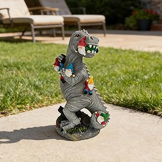 14 Inch Dinosaur Gnome Garden Statue Outdoor Yard Decorations