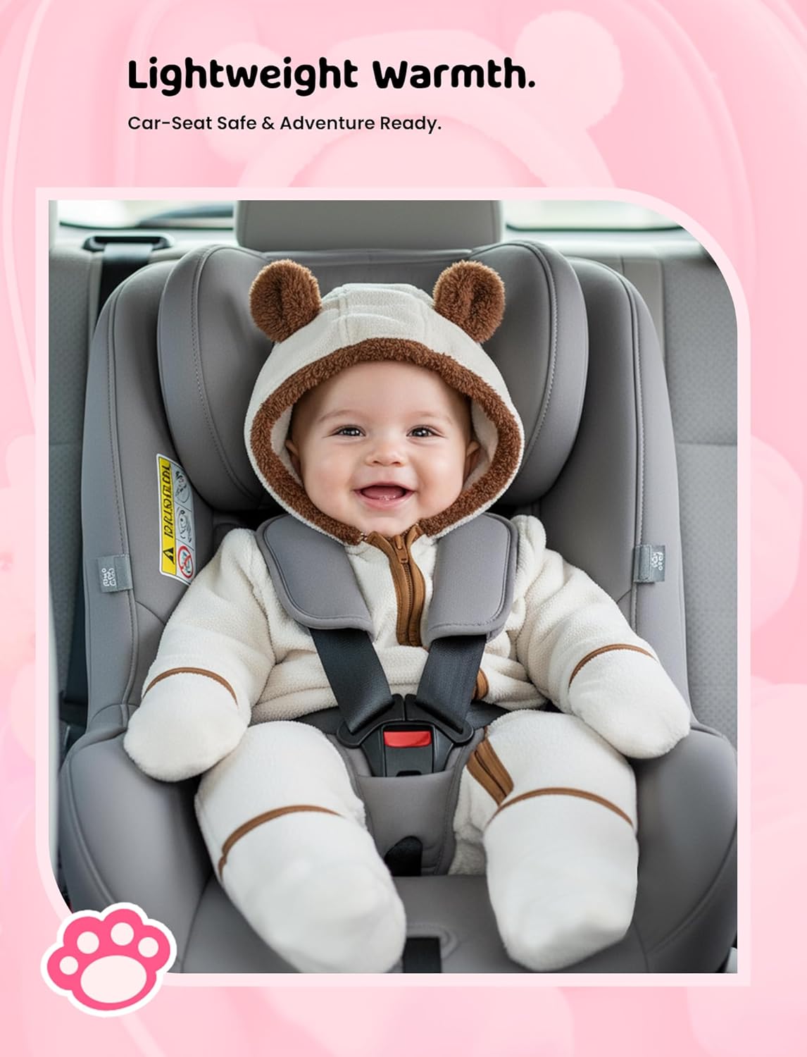PATPAT Fleece Hooded Footed Clothes, Soft Warm Footie Covers, Car Seat Friendly, Easy Zip,Cute Romper Newborn Infant Jumpsuit - Image 3