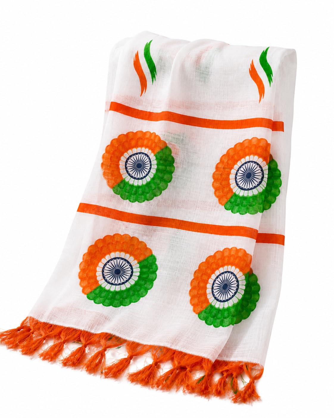 Art Silk Tricolor Printed Dupatta with Tassel Border for Women-image-46