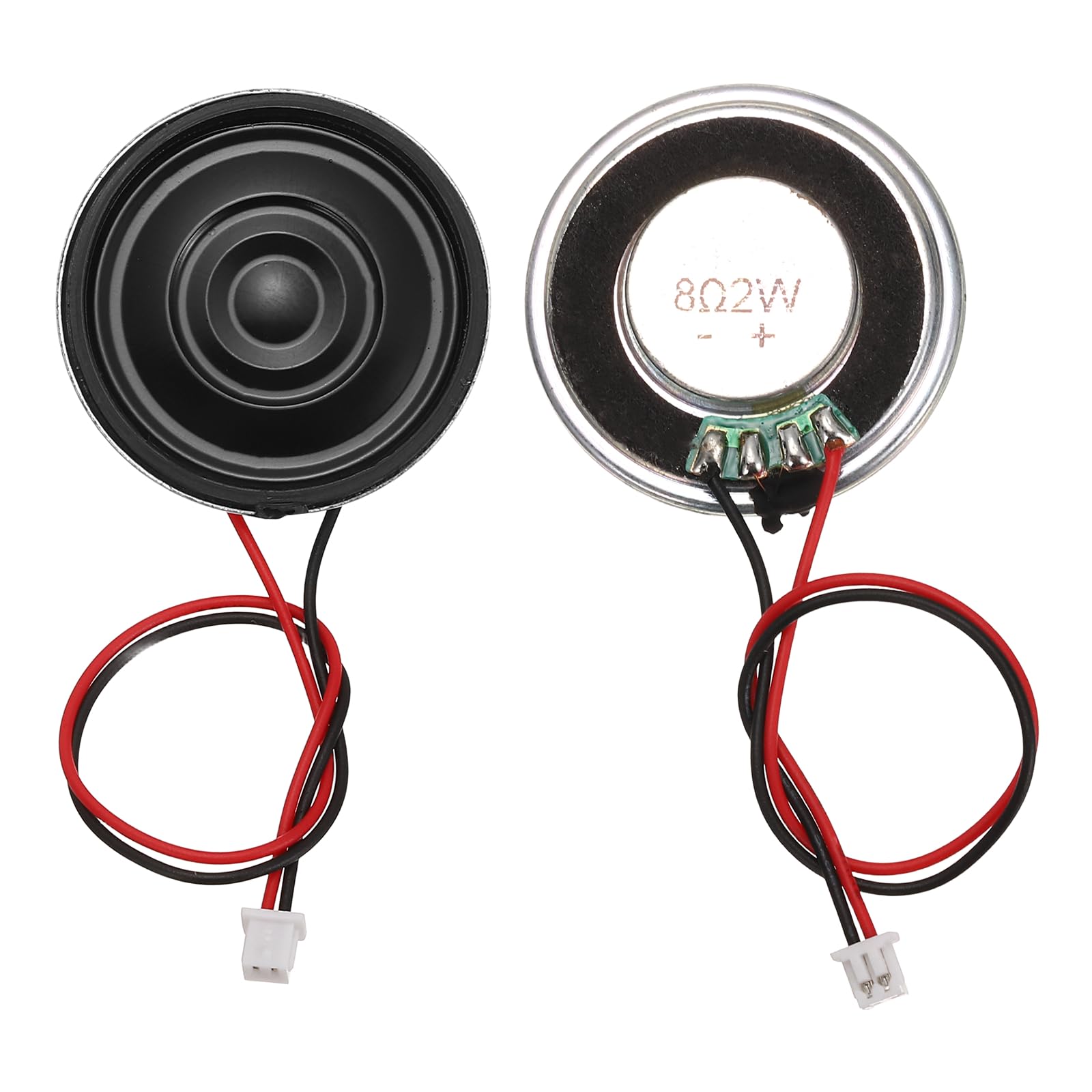 sourcing map 2 altoparlanti piccoli da 8 Ohm, 2 W, 36 mm di diametro, con guscio in metallo rotondo, con terminale da 100 mm, micro interno per DVD, EVD, mini altoparlante audio domestico