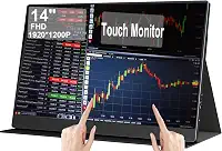 Monitor de viagem portátil de toque de 14 polegadas: Extensor de tela de laptop IPS/HDR de 1920 * 1200p para jogos e exibição de computador, compatível com laptop PC telefone PS4/PS5 Switch
