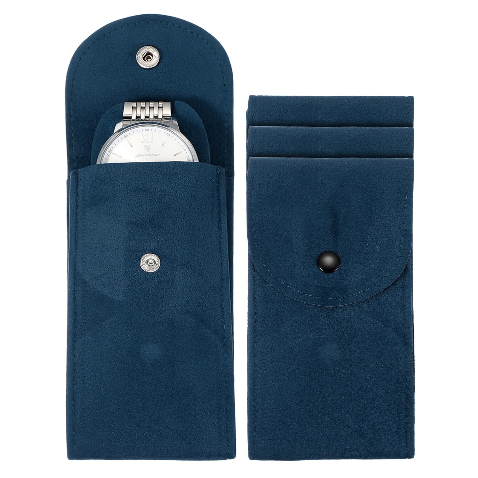 Pochette de rangement pour montre en voyage étui de protection en velours bleu