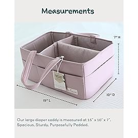 Lily Miles Baby Diaper Caddy Organizer, Wipeable Diaper Organizer Basket with 8 Pockets for Newborn Essentials, Baby Shower Gifts, Nursery Tote Bag for Changing Table or Car (Rosy Lilac, Large)